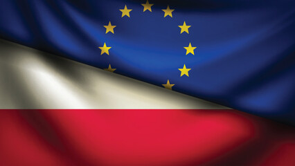 Europe and poland flag fusion design