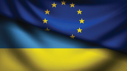 Europe and ukraine flag fusion design
