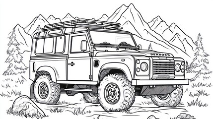 Off road vehicle adventure rugged suv in mountainous terrain