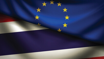 Europe and thailand flag fusion design