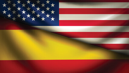 Spain and usa flag fusion design © Abdelghafour