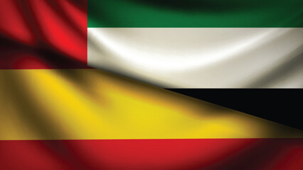 Obraz premium Spain and uae flag fusion design