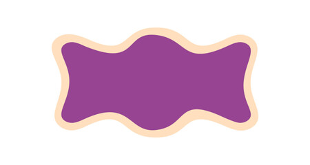 Groovy wavy retro frame border shape in bold purple with soft outline. Funky pop abstract element and y2k style background add a playful graphic accent to any visual composition.