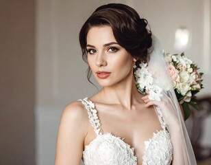 Elegant bride in wedding dress