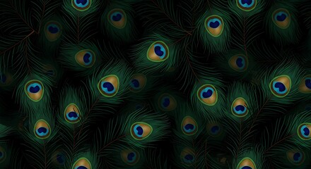 Abstract peacock feather pattern in shades of green and blue decorative design