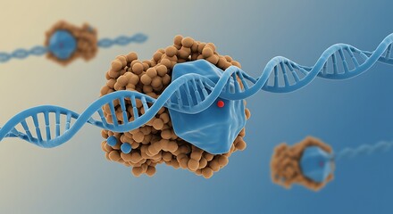 Molecular biology concept illustration dna structure and protein interaction