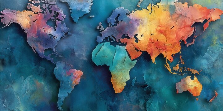 World Map Viewed From the North Pole