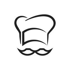 chef hat with mustache vector icon