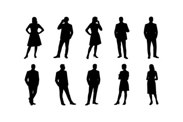 Business silhouette vector illustrations group and single person and high-quality group of man and woman also office, entrepreneur, and workplace black color design-09