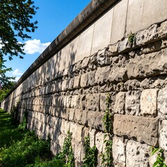Stone wall under sunny sky