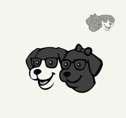 Pair of dogs smiling at each other background