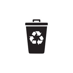 Vector art of a black and white illustration of a recycle bin, symbolizing waste management, environmental conservation, and sustainable practices for a cleaner planet