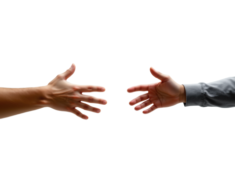 Diverse Hands Reaching Out for Connection and Support in Unity