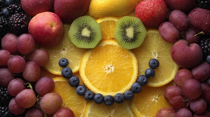 Cheerful fruit face with a big smile.