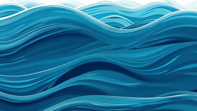 Ocean Waves: An abstract representation of ocean waves, a captivating illustration capturing the serene flow of water in various shades of blue, evoking tranquility and the essence of the sea.