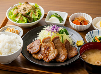 食欲そそる！彩り豊かな豚生姜焼き定食、和食の魅力を凝縮した一膳