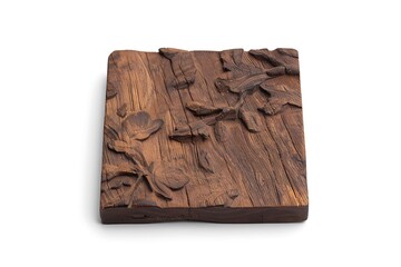 Detailed wood flower carving decor high resolution picture