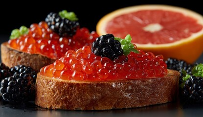 sandwich with red caviar