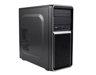 Fototapeta premium Modern Desktop Computer Tower with Sleek Design and Connectivity Ports