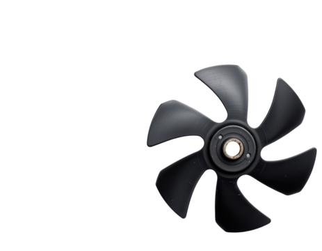 Black Industrial Fan Blade Isolated on Transparent background