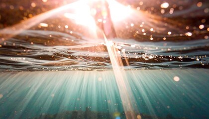 Sunlight streams through underwater waves