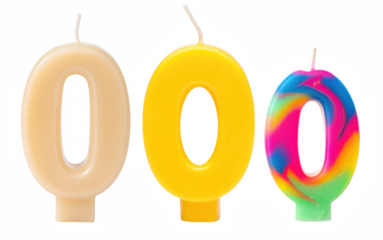 Birthday Candle Number 0 Isolated on transparent png Background, Bright and Clean Product Photography