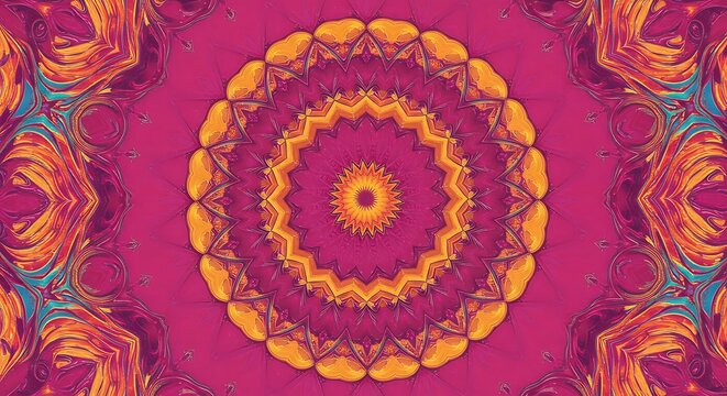 Abstract vibrant mandala design decorative circular pattern art