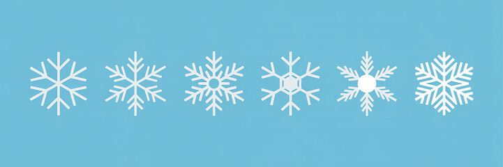 Dazzling collection of diverse white snowflakes elegantly arranged, perfect for winter holidays, festive designs, and cool season promotions