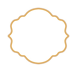 Golden shiny realistic 3d vignette. Luxury ornamental frame. Islamic, Indian decorative element, traditional Arabic border, morocco shapes. Vector illustration for certificates, stamps, labels, badges