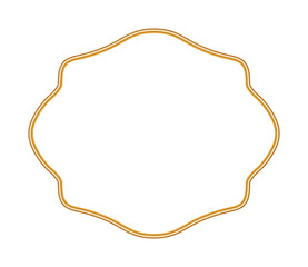 Golden shiny 3d vignette. Geometric luxury ornamental frame. Islamic, Indian decorative element, Arabic border, morocco shapes. Vector illustration for certificates, stamps, labels, badges