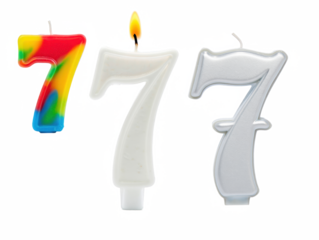 Birthday Candle Number 7 Isolated on transparent png Background, Bright and Clean Product Photography