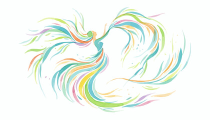 Obraz premium Colorful Willow Leaf Dance in vibrant swirls 