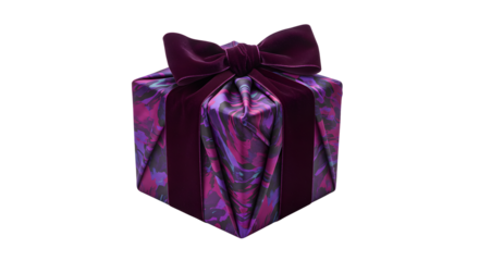 Luxury Purple Velvet and Marble Print Gift Box with Ribbon.