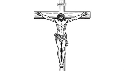 Jesus Christ on the cross, black and white