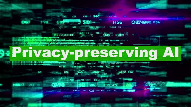 Privacy-preserving AI tech words HiTech Backgrounds 05