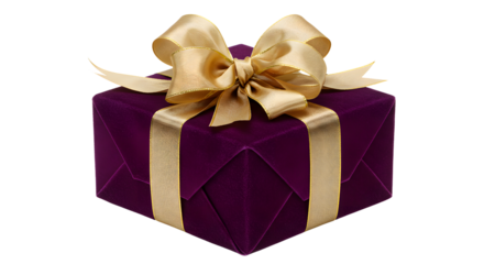 Luxury Purple Velvet Gift Box with Gold Satin Ribbon and Bow