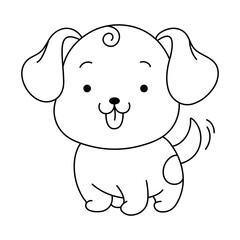 Obraz premium Cute Puppy Illustration for Kids Coloring Book — Black and White Line Art