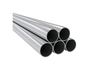 Shiny steel pipes on transparent background