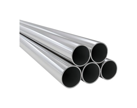 Shiny steel pipes on transparent background