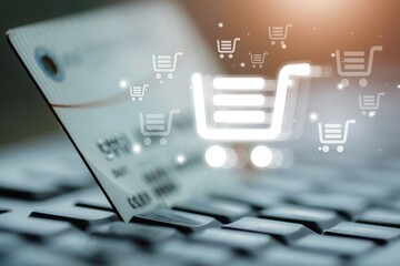 Man use online shopping with credit card