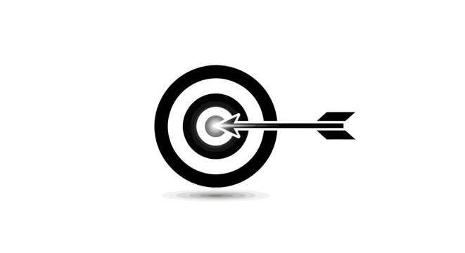 Abstract minimal archery target with arrow in the center signifies aim, goal, focus and precision