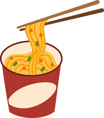 Ramen noodle instant cup with chopsticks
