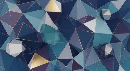 Abstract geometric mosaic background with blue teal purple yellow and gray polygons