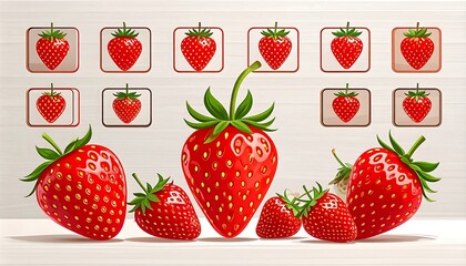 Strawberries on a light wood surface