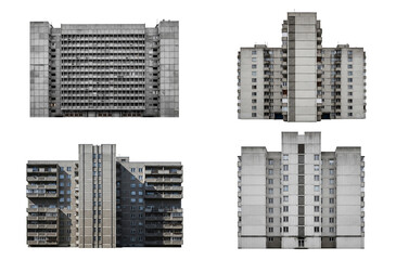 Brutalist apartment buildings collection, communist flats