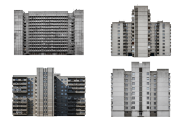 Brutalist apartment buildings collection, communist flats