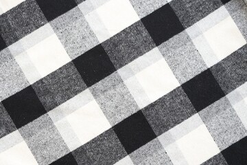 Black checkered napkin towel isolated, kitchen napkin cloth in black