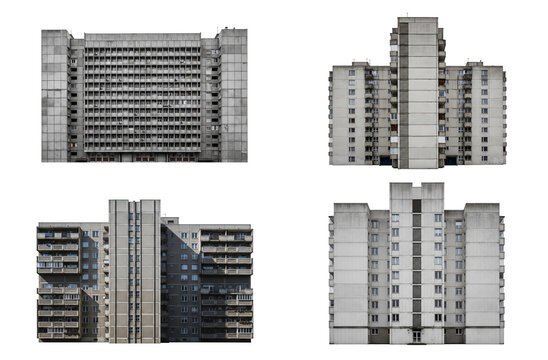 Brutalist apartment buildings collection, communist flats