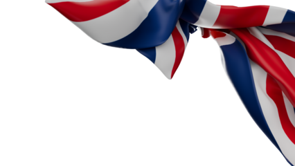 crumpled united kingdom national flag, on transparent background