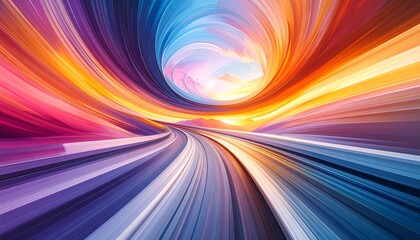 Abstract vibrant swirling tunnel